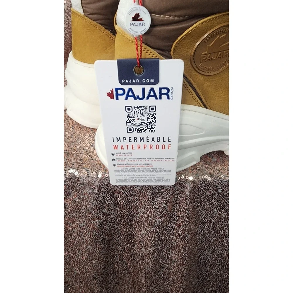 NWT Pajar Women'sWaterproof Tan‎ Suede Winter Boots Zipper Chunky Sole
